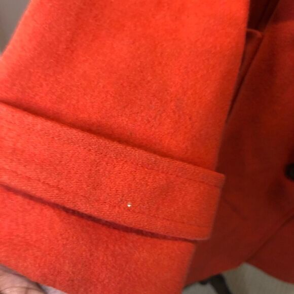 Banana Republic orange belted pea coat with hood size medium - Picture 10 of 16